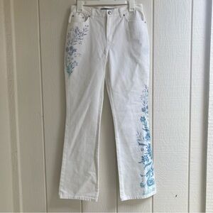Lauren Jeans Co. Ralph Lauren White Floral Painted Denim Jeans New with Tags